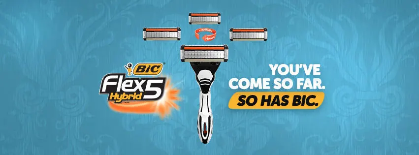 BIC Flex 5 Hybrid packaging with the slogan You've come so far, so has BIC