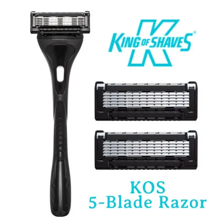 King of Shaves 5-blade razor with two spare cartridges