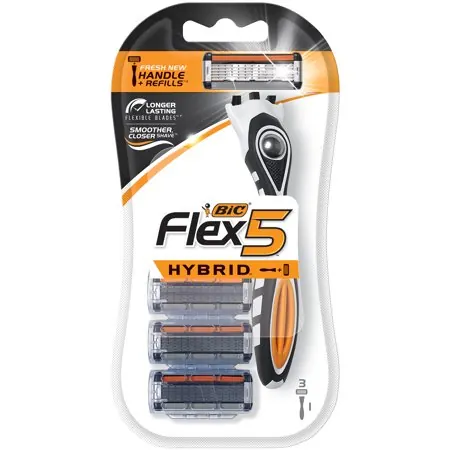 BIC Flex 5 Hybrid razor with spare cartridges in retail packaging